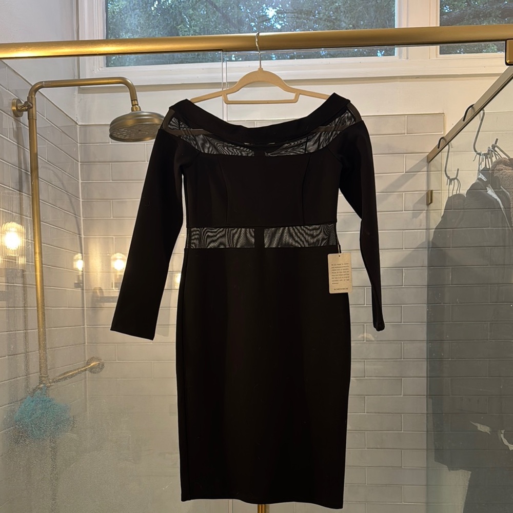 Nordstrom Black Off-Shoulder Long Sleeve Sheath Dress